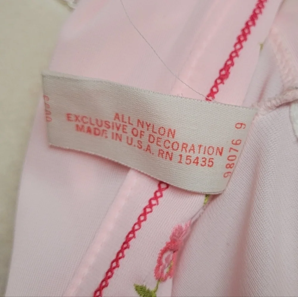 Vintage 60s Gilead Light Pink Floral Embroidered Sleeveless Nightgown Slip Dress - Picture 12 of 14